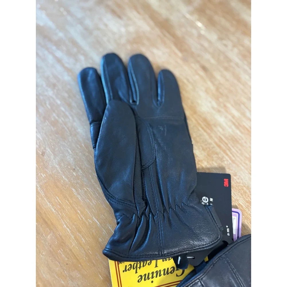 RW Rugged Wear Women's Leather Dress Gloves Black Italian Genuine New‎ L